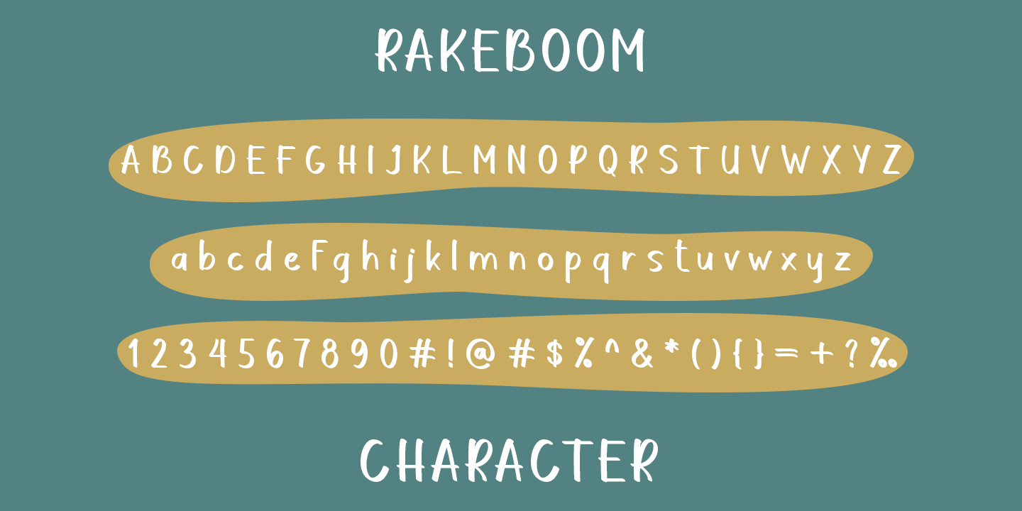 Beispiel einer Rakeboom Italic-Schriftart